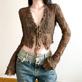 Crop Top aus transparenter Netzspitze